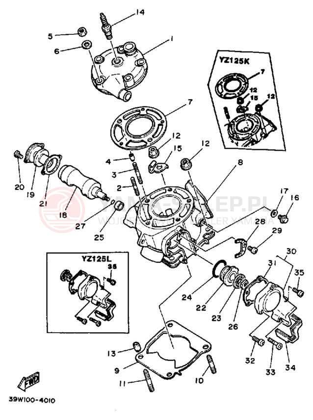 Schemat "cylinder" do Yamaha YZ125L