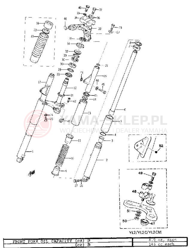 Schemat "Amortyzatory przód" do Yamaha YL2C YL2CM YLCM_68_EN
