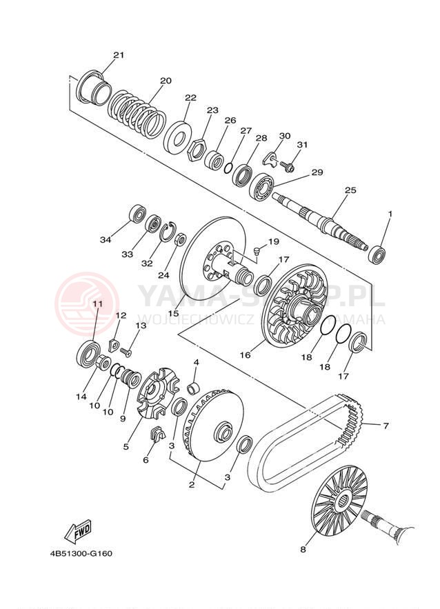 Schemat "sprzęgło" do Yamaha T MAX XP500YY