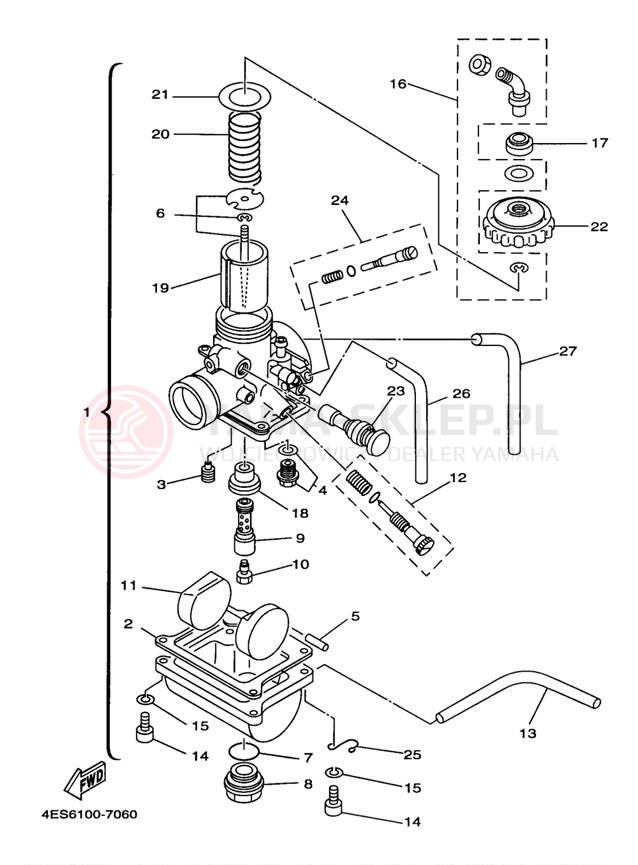 Schemat "Gaźnik" do Yamaha YZ80 YZ80J1