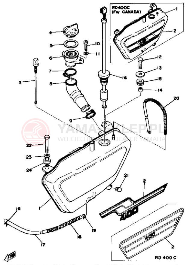 Schemat "Miska olejowa" do Yamaha RD400C