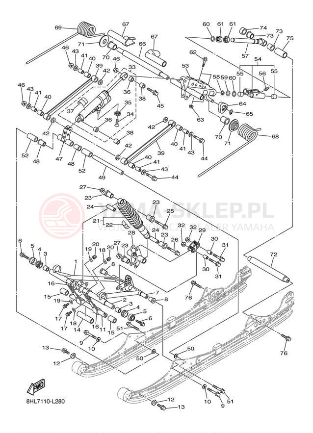 Schemat "Zawieszenie gąsiennicy" do Yamaha FX NYTRO XTX FX10XTBL/FX10XTBB