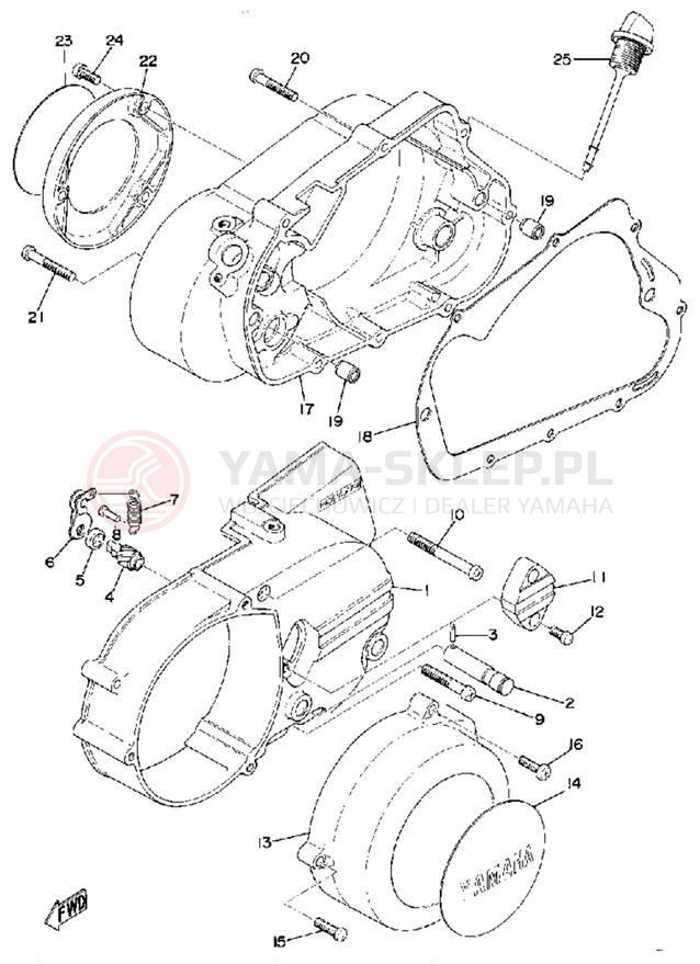 Schemat "Pokrywa silnika" do Yamaha RD200A