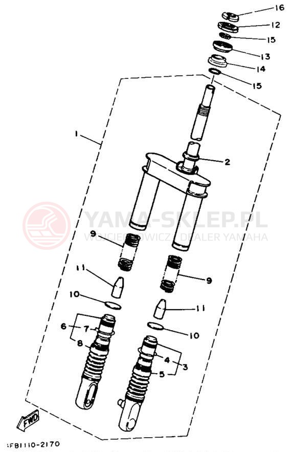 Schemat "Amortyzatory przód" do Yamaha JOG CY50D