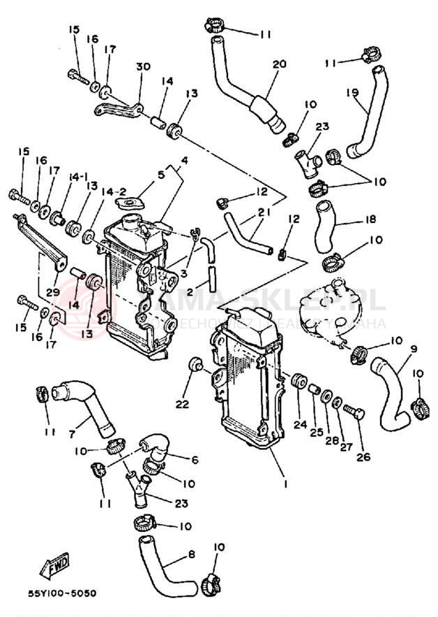 Schemat "Układ chlodzenia" do Yamaha YZ125N