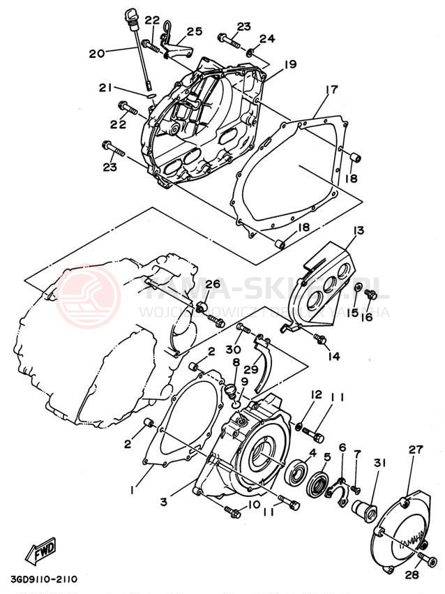 Schemat "Pokrywa silnika" do Yamaha WARRIOR YFM350XG