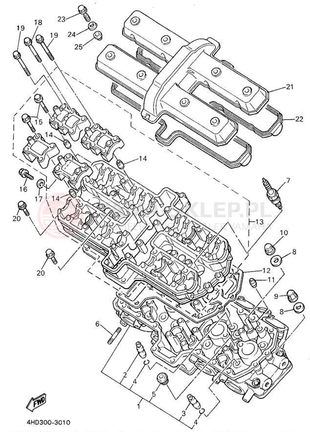 Schemat "głowica" do Yamaha YZF750RF/YZF750RFC