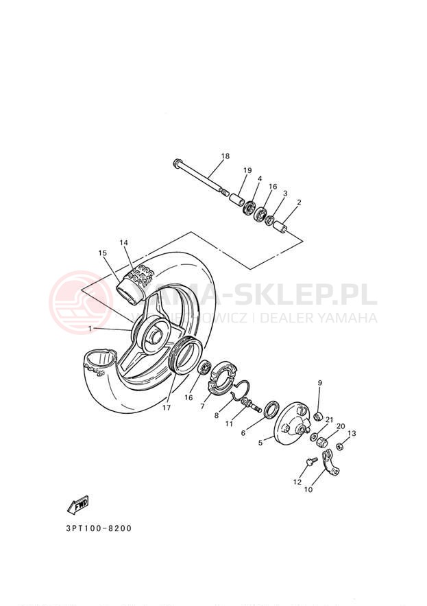 Schemat "Koło przód" do Yamaha YZINGER PW50M1