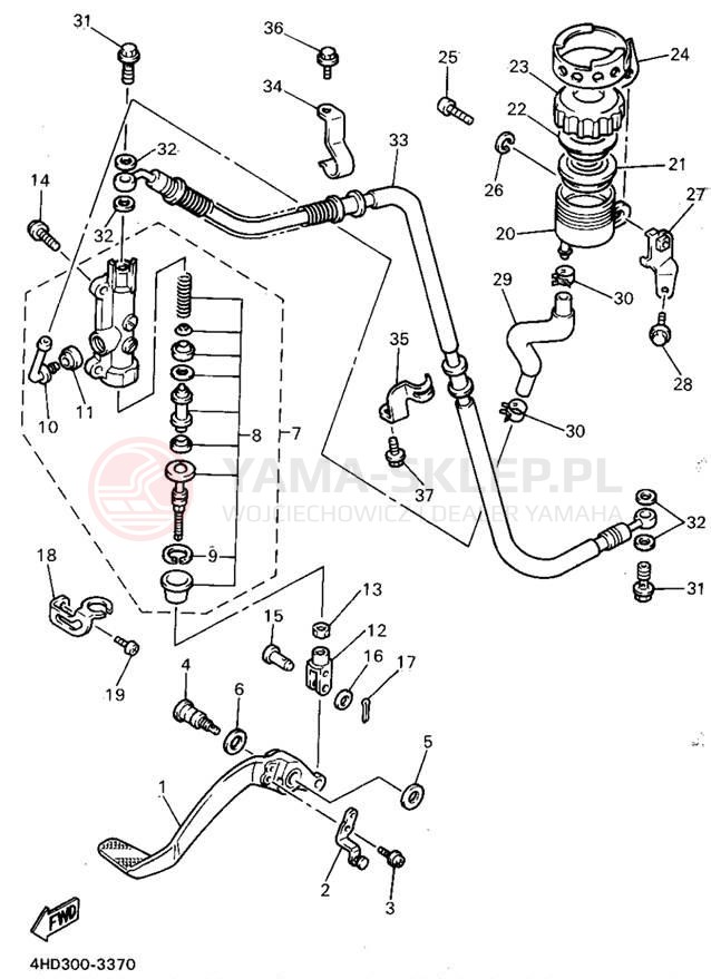 Schemat "Pompa hamulcowa tył" do Yamaha YZF750RF/YZF750RFC