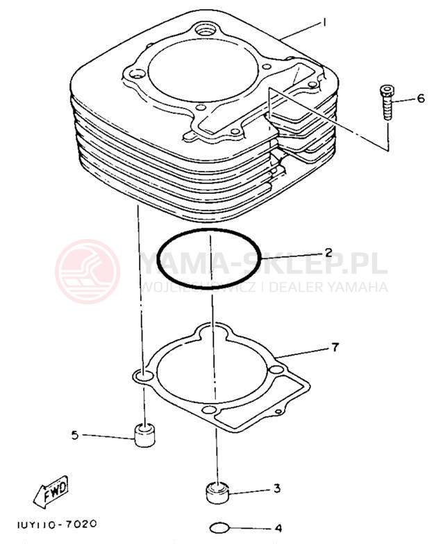 Schemat "cylinder" do Yamaha WARRIOR YFM350XE