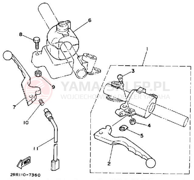Schemat "Kierownica i osprzęt" do Yamaha YSR50A