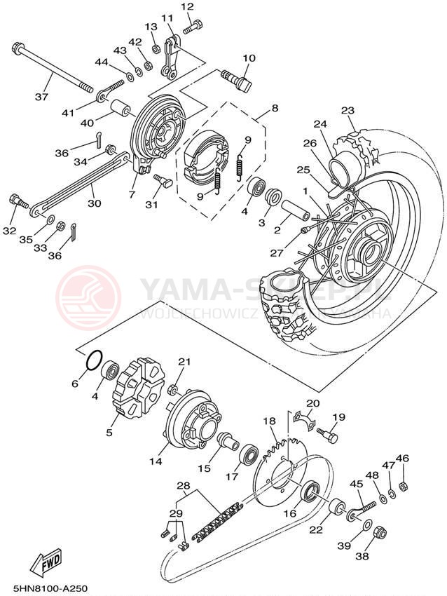 Schemat "Koło tył" do Yamaha TTR90 TTR90P