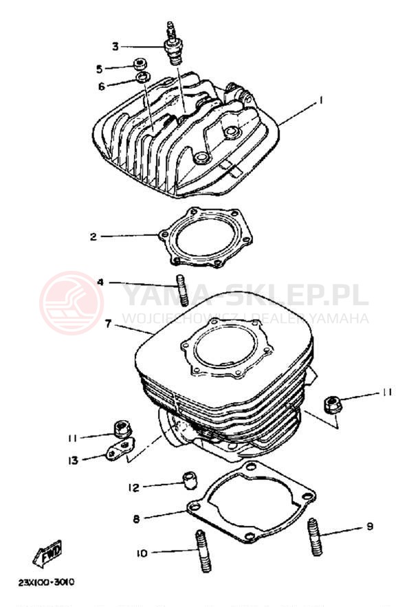 Schemat "cylinder" do Yamaha YZ490 YZ490K