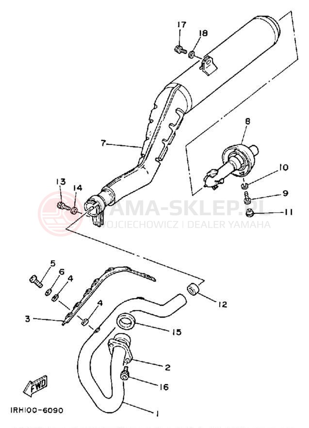 Schemat "Wydech końcowy" do Yamaha TT225T