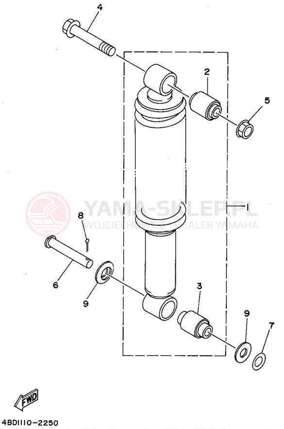 Schemat "zawieszenie tył" do Yamaha TIMBERWOLF 2WD YFB250F