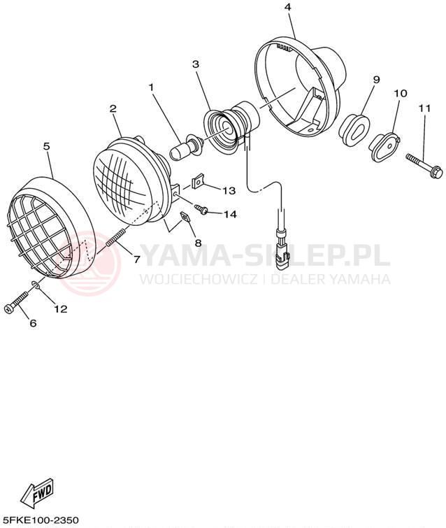 Schemat "Lampa przód" do Yamaha BANSHEE YFZ350P
