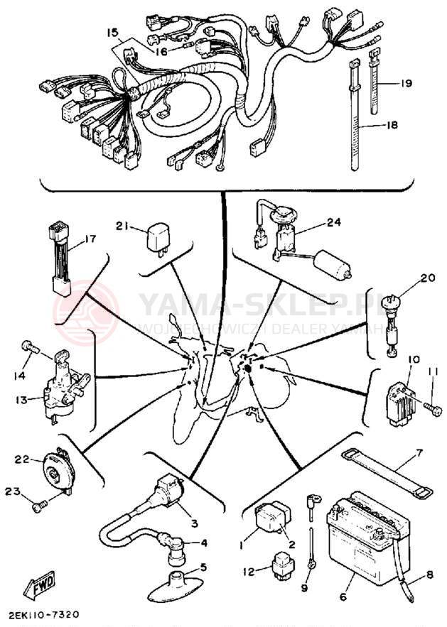 Schemat "układ elektryczny" do Yamaha SH50EMT/SH50T