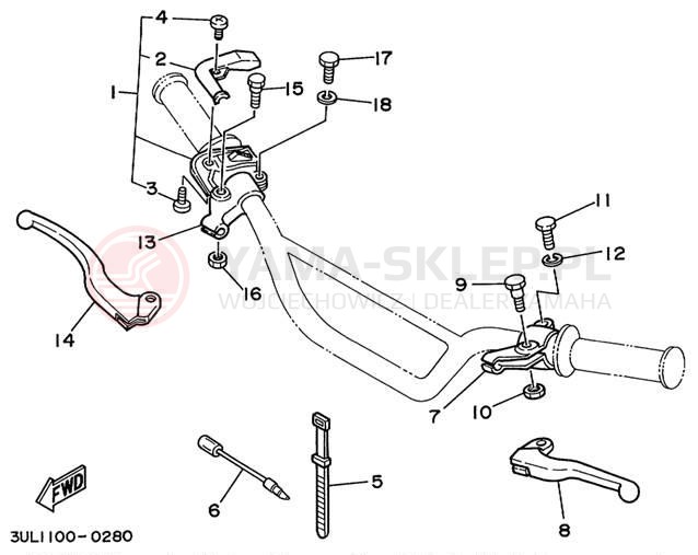 Schemat "Kierownica i osprzęt" do Yamaha RT100L