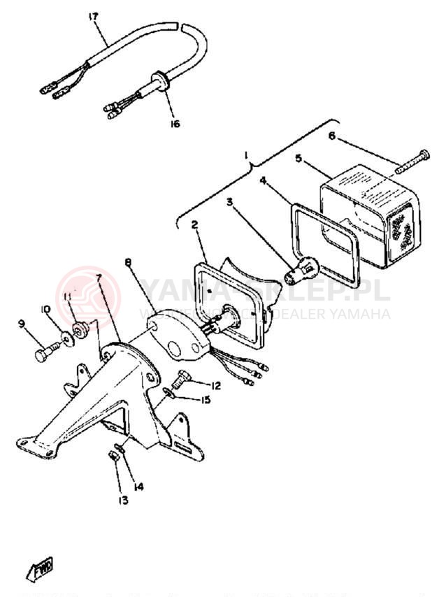 Schemat "Oświetlenie tył" do Yamaha DT80J