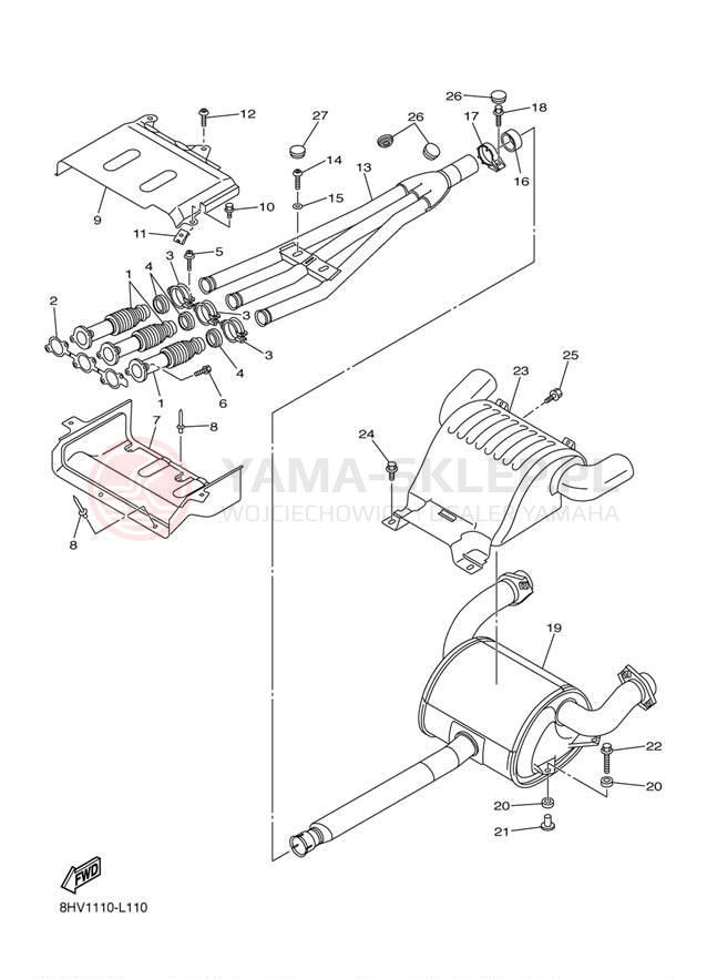 Schemat "Wydech końcowy" do Yamaha VECTOR RS90PBB/RS90PBR