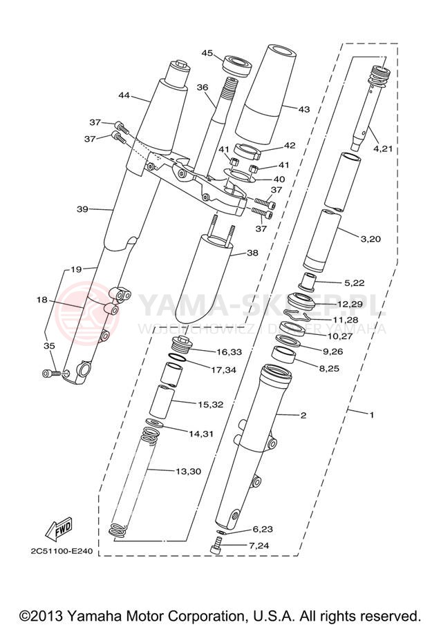 Schemat "Amortyzatory przód" do Yamaha STRATOLINER XV19CTV/XV19CTVC