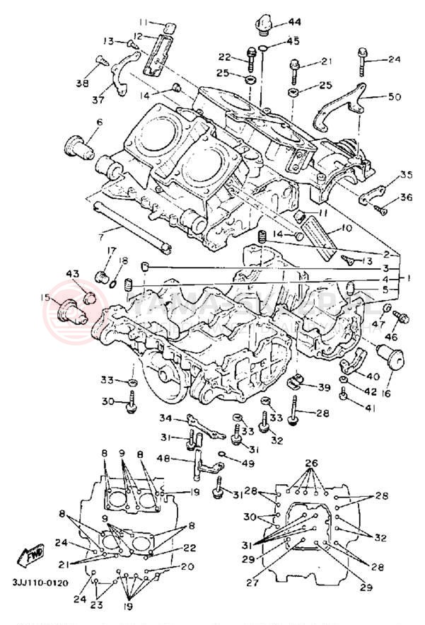 Schemat "Obudowa silnika" do Yamaha XVZ13DAC/XVZ13DA