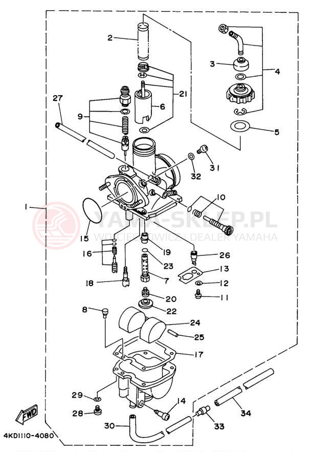 Schemat "Gaźnik" do Yamaha TIMBERWOLF 2WD YFB250UJ_M