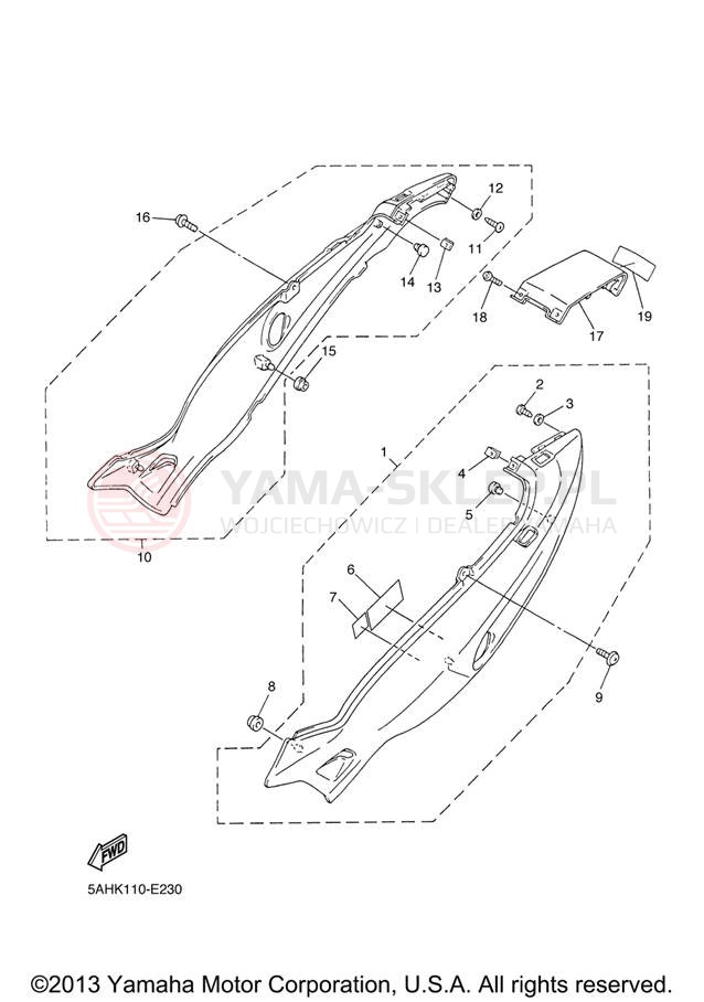 Schemat "Pokrywa boczna" do Yamaha YZF600R YZF600RVC/YZF600RV
