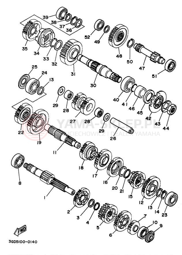 Schemat "Skrzynia biegów " do Yamaha WARRIOR YFM350XP/YFM350XPC