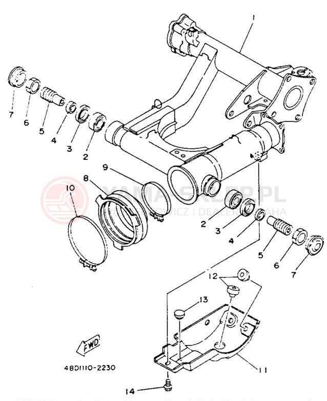 Schemat "wahacz" do Yamaha TIMBERWOLF 2WD YFB250E