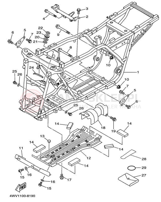 Schemat "rama" do Yamaha GRIZZLY YFM600FWAK/YFM600FWAK