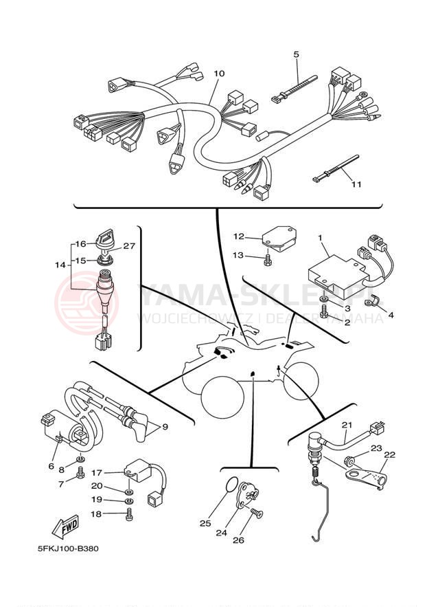 Schemat "układ elektryczny" do Yamaha BANSHEE YFZ350R