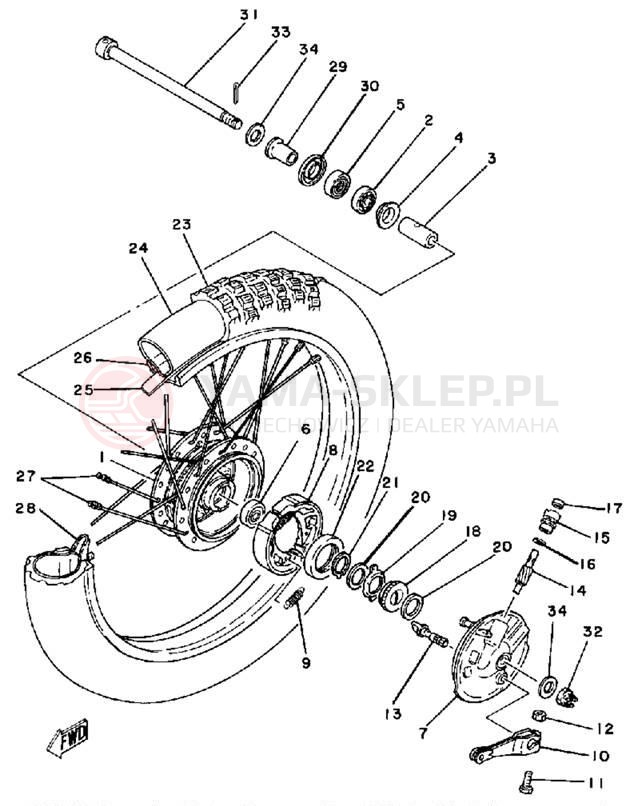 Schemat "Koło przód" do Yamaha IT125H