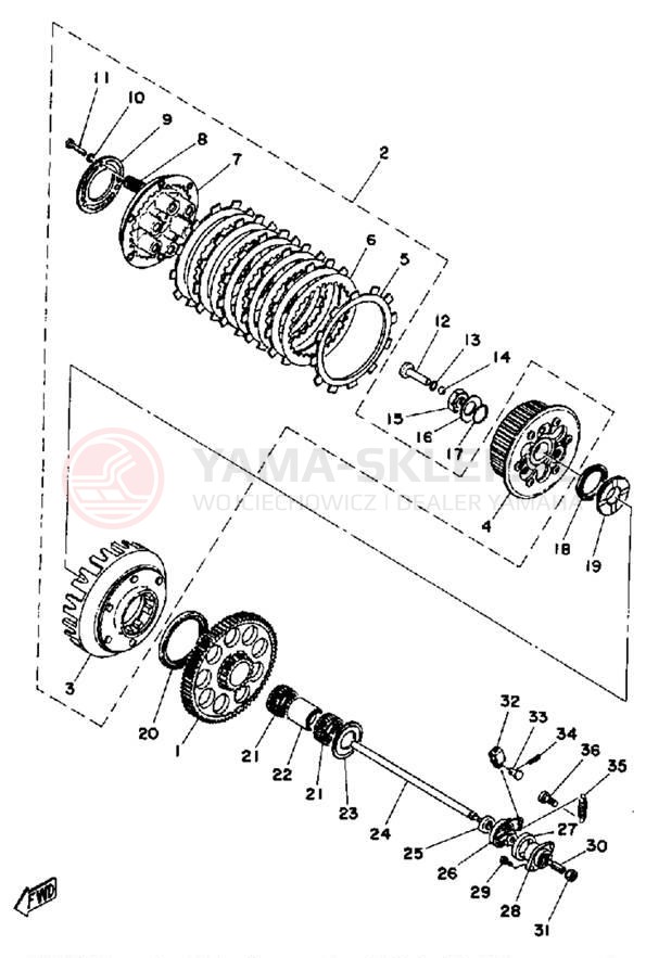 Schemat "sprzęgło" do Yamaha TZ350E/TZ250E