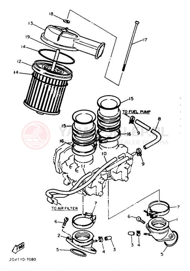 Schemat "Filtr powietrza" do Yamaha VIRAGO 535 XV535TC/XV535T