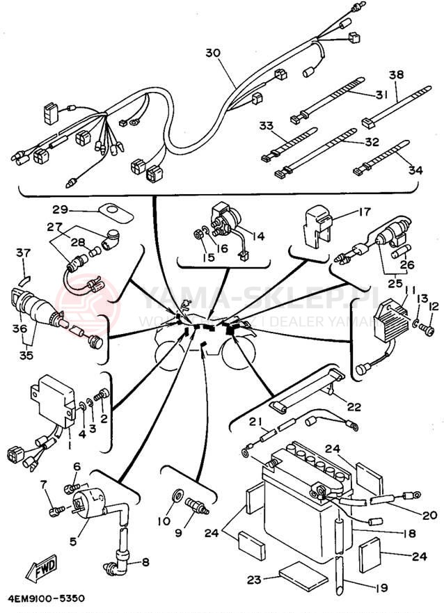 Schemat "układ elektryczny" do Yamaha BADGER YFM80G