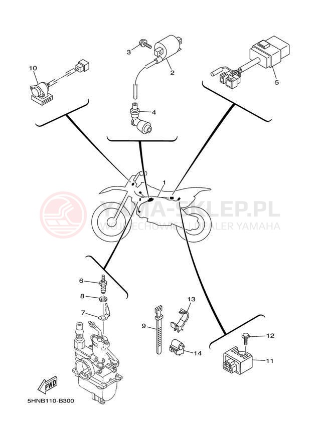 Schemat "układ elektryczny" do Yamaha TTR90 TTR90S