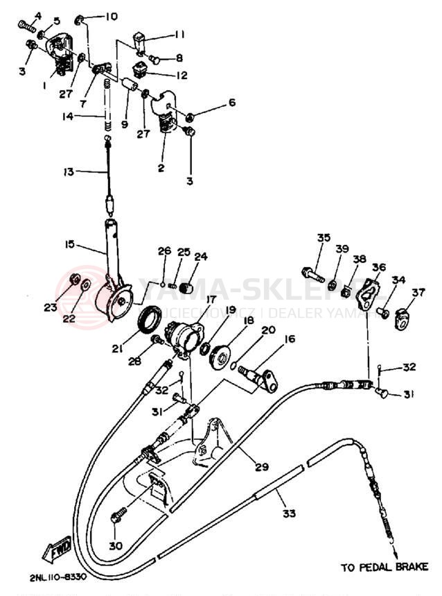 Schemat "dźwignia cofania" do Yamaha TERRA PRO YFP350U