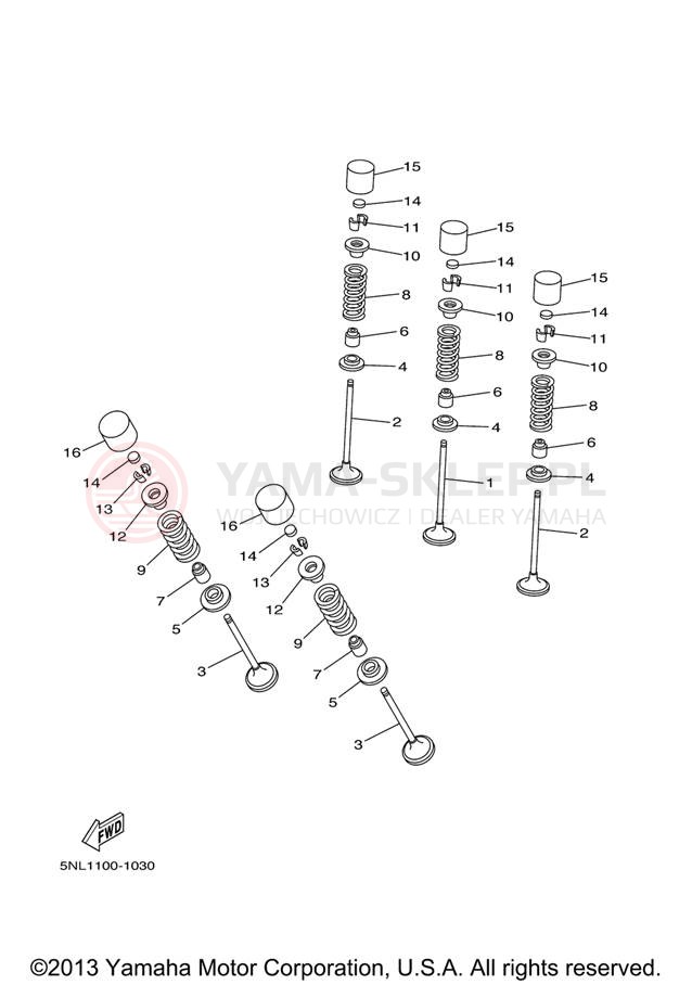 Schemat "zawory" do Yamaha YZ250F YZ250FXL/YZ250FXW