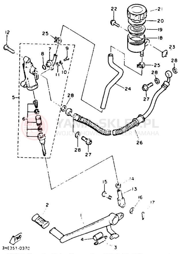 Schemat "Pompa hamulcowa tył" do Yamaha FZR600RDC