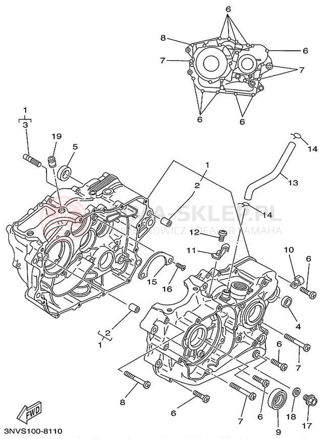 Schemat "Obudowa silnika" do Yamaha XT350L/XT350LC