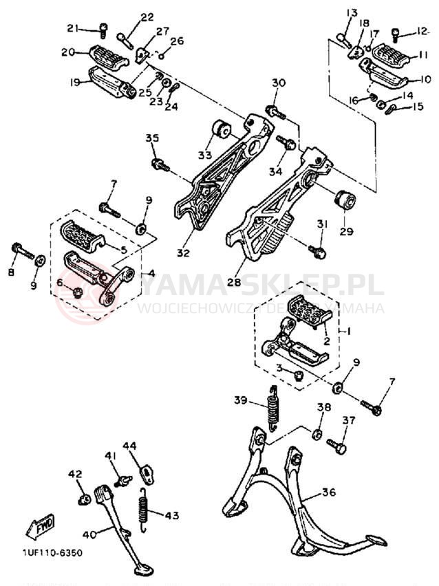 Schemat "Stopka postojowa i podnóżki" do Yamaha FAZER FZX700SC/FZX700S