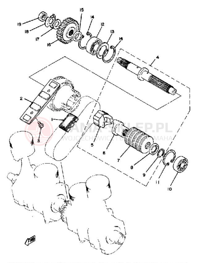 Schemat "przeniesienie napędu" do Yamaha XS1100SG