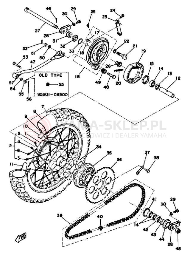 Schemat "Koło tył" do Yamaha DT250C/DT400C