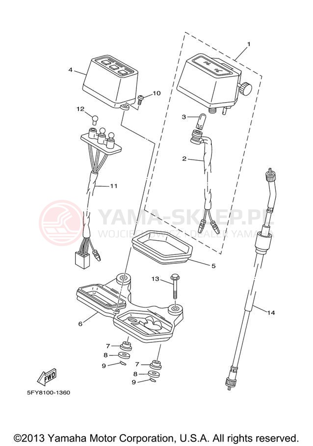 Schemat "licznik" do Yamaha TW200 TW200V/TW200VC