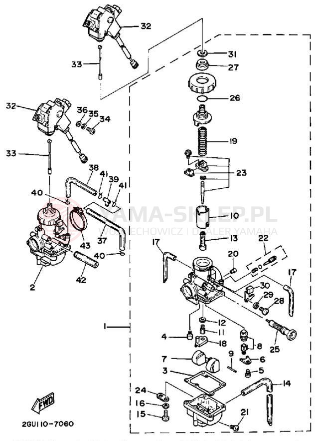 Schemat "Gaźnik" do Yamaha BANSHEE YFZ350W