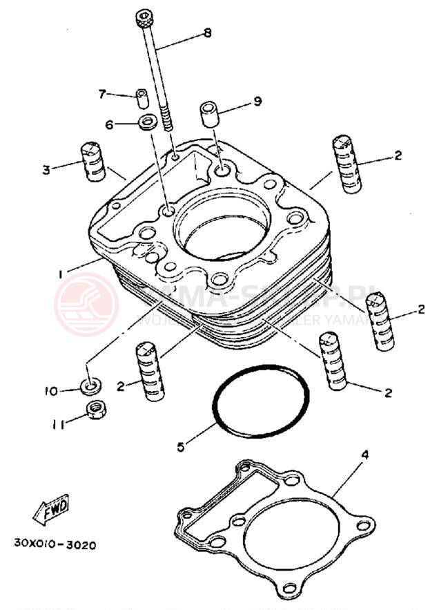 Schemat "cylinder" do Yamaha XT250LC/XT250L