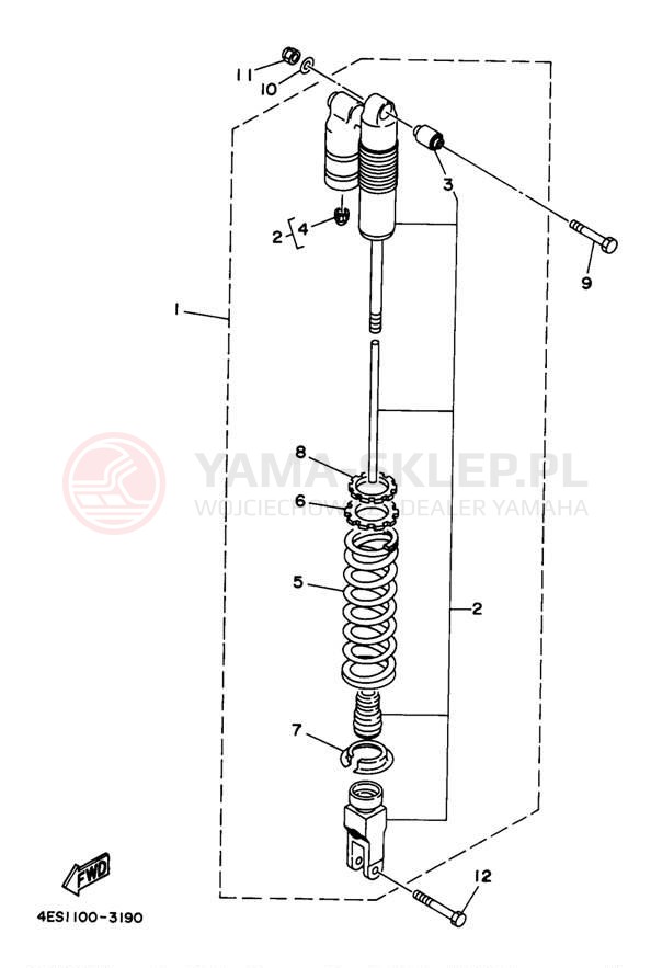 Schemat "zawieszenie tył" do Yamaha YZ80 YZ80J1