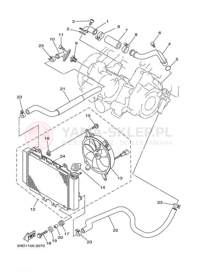 Schemat "Układ chlodzenia" do Yamaha KODIAK 400 4X4 YFM4FAS