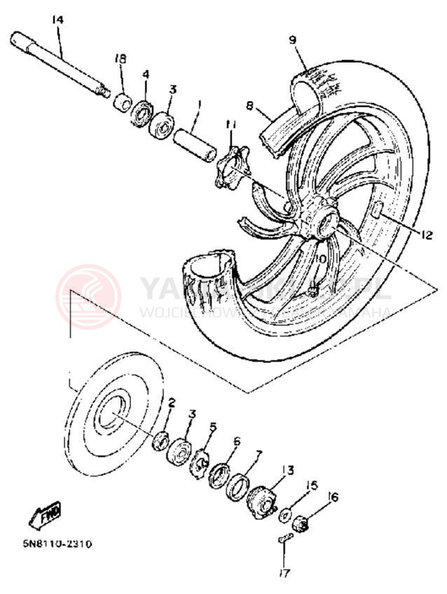 Schemat "Koło przód" do Yamaha XJ650K